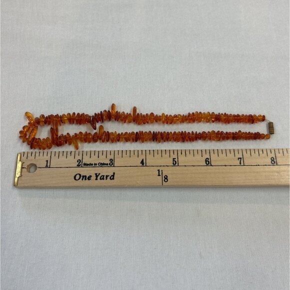 Amber Chip Necklace Organic Beads Barrel Screw Clasp - Picture 3 of 7